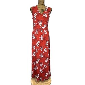 41 Hawthorn Maxi Dress Sz L Womens Adelina Red Floral Knit Sleeveless V-neck‎